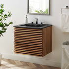 Modway - Render Support mural de 24" Vanette de salle de bain - Noir noyer-Conception murale
