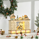 HOMCOM - Calendrier de l’Avent lumineux boutique avec tiroirs compte à rebours - village-Forme : magasin. Motif : maison exquise, personnes, sapin de Noël et lampadaire 