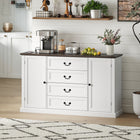 HOMCOM - Buffet 57,9 po L avec station de charge et plateau épaissi - grain de bois blanc-Deux étagères réglables à 6 niveaux à l'intérieur vous permettent de personnaliser votre espace de rangement 