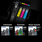 Epson - Cartouches d'encre T232 - Noir Grande Capacité/Couleur standard CMJ-Photos brillantes autant sur papier ordinaire que sur papier glacé
