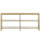 Hudson&Canal - Console Alexis 64" L - Laiton-Comprend un plateau et des étagères en verre trempé