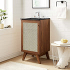 Modway - Soma 18" Vanette de salle de bain - Noir noyer-Poignée de porte en métal
