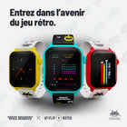 My Play Watch - Montre intelligente rétro gaming Space Invaders, Jaune/Noir-Intégration fitness : Suis tes activités quotidiennes de mise en forme avec des données présentées dans le style unique de Space Invaders , rendant le suivi de ta santé à la fois amusant et motivant