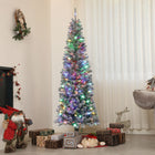 HOMCOM - Arbre de Noël artificiel de 6 pi avec lumières - arbre de Noël floqué-La neige artificielle pulvérisée crée un aspect festif et hivernal 