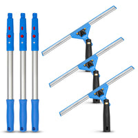 Gritt Commercial - Ensemble de nettoyage de vitres - Raclette pivotante de 14 po - Manche télescopique de 20 po - Lot de 3-2 outils pour un nettoyage de vitres professionnel