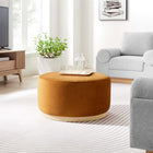 Modway - Tilden Grand Velours rond de performance de 29" Rembourré Ottoman - Rouille naturelle-Rembourrage en mousse dense