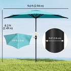 Outsunny - Parasol demi-rond pour patio avec manivelle et évent - 9,8 pi - bleu clair-Aération supérieure pour réduire le risque d’être renversé par le vent