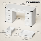 HOMCOM - Bureau de direction style ferme 55 po avec tiroirs - grain de bois blanc-Structure fiable en panneaux de particules avec plateau de 0,9 po d'épaisseur supportant jusqu'à 187 lb pour un travail quotidien stable