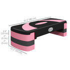 Soozier - Stepper Aérobique Réglable - Plateforme D’Exercice - 4 Po-6 Po-8 po - Rose-Livré avec 4 éléments de base modulaires pour le réglage de la hauteur  