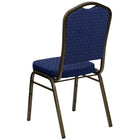 Flash Furniture – Chaise banquet empilable Hercules, dossier couronne, tissu bleu marine, motifs, base dorée, 4/pqt-Rembourrage en tissu bleu marine à motifs diamants