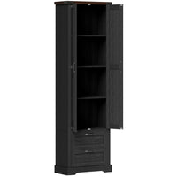 HOMCOM - Armoire de cuisine style ferme 71 po - noir-Comprend une grande armoire et deux tiroirs profonds pour un rangement spacieux 