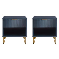 Manhattan Comfort - DUMBO Table de nuit moderne 1 tiroir 51 cm - Bleu Minuit - Lot de 2-Moderne-contemporain avec une touche de glamour - Table de nuit pour chambre et salon, lot de 2