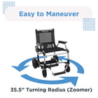 Journey - Zoomer Fauteuil électrique pliant léger - bleu-Conçu pour passer à travers des portes de 25" et sous de nombreuses tables standard