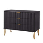 Manhattan Comfort - Dumbo table de chevet moderne, commode et commode haute 5 tiroirs - noir - ensemble de 3-Assemblage « Snap It » Comprend des rainures internes de haute qualité pour un assemblage simple, sans outils requis