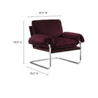 Modway - Ansel Performance Velvet Chaise d’accent - Mûrier-Cadre en acier inoxydable poli