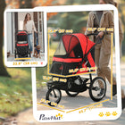 PawHut - Poussette pour animaux 3 grandes roues, poussette pour chien, transport pliable, rouge-Le tapis confortable et doux à l'intérieur de cette poussette pour chien est amovible et lavable 
