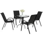 Outsunny - ensemble de salle à manger de patio 5 pièces - mobilier de jardin 4 places - noir-Ensemble de salle à manger d'extérieur de six pièces : comprend une table ronde, quatre chaises pliantes et un parasol