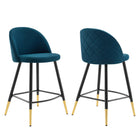 Modway - Cordial Tissu Tabourets de comptoir - Azure - Ensemble de 2-Tabourets rétro modernes