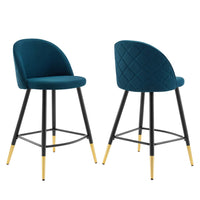 Modway - Cordial Tissu Tabourets de comptoir - Azure - Ensemble de 2-Tabourets rétro modernes