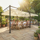 Outsunny - Pergola avec Auvent Rétractable pour Patio - 19 pi x 10 pi - Crème-Une toile déperlante avec protection UV50+ vous offre une protection fiable par tous les temps 