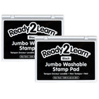 Ready 2 Learn - Tampon encreur lavable géant - Noir - 6,2 po L x 4,1 po l - Paquet de 2-Temps D'art Sans Mess - L'encre de ce tampon encreur lave la peau avec de l'eau et du savon, ce qui rend le nettoyage rapide et facile.