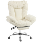 HOMCOM - Chaise de bureau Criss Cross avec repose-pieds et assise large - beige-Le siège extra-large offre suffisamment d’espace pour croiser confortablement les jambes, se tourner ou s’enrouler