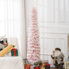 HOMCOM - Arbre de Noël artificiel 6' avec branches réalistes - Rose-La forme de crayon ne prend pas beaucoup de place sur le sol ou sur la table, ce qui convient aux petites pièces ou à un deuxième arbre de Noël dans une entrée 