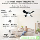 Bell+Howell - Lampe de ventilateur à douille de 15,7 po avec télécommande - Noir-Compatible avec le culot moyen standard E27