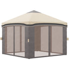 Outsunny - Tente de réception pliante 10 pi l x 10 pi L avec moustiquaires - Beige-Le design pop-up vous permet de monter et démonter en quelques minutes
