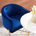 Modway - Savour Touffe Performance Velvet Tabouret de bar - Marine-Base en acier inoxydable doré