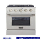Kucht - 30 po Série KDF Cuisinière Pro Style au gaz propane - Acier inoxydable-Éléments de cuisson doubles offrant une performance puissante : 3 000 watts (base) et 850 watts (haut), avec un gril de 3 500 watts pour une chaleur intense