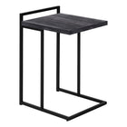 Monarch Specialties - 3633 Table D'Appoint - 25 po H/Faux Bois Noir/Metal Noir-Table d'appoint en forme de C avec une base en métal qui peut être glissée sous un canapé ou un lit pour garder les objets à portée de main lorsque vous êtes assis