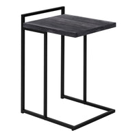 Monarch Specialties - 3633 Table D'Appoint - 25 po H/Faux Bois Noir/Metal Noir-Table d'appoint en forme de C avec une base en métal qui peut être glissée sous un canapé ou un lit pour garder les objets à portée de main lorsque vous êtes assis