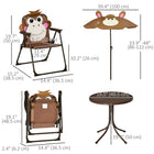 Outsunny - Ensemble de table de pique-nique pliante pour enfants avec chaises motif extérieur jardin terrasse arrière-cour avec parasol - brun-Parasol assorti à 6 baleines inclus, offrant une ombre maximale à votre enfant  
