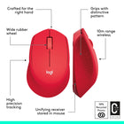 Logitech - M280 souris sans fil - Rouge-Empreinte carbone du produit: 3,94 kg CO2e	