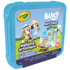 Crayola - Mallette artistique Bluey-Personnages sur pied bluey et autocollants : donnez vie à bluey et ses amis grâce à 3 personnages sur pied et personnalisez vos créations à l'aide des 2 feuilles d'autocollants bluey