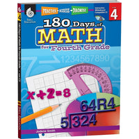 Shell Education - Practice, Assess, Diagnose (SEP50807) : 180 Days Of Math Book, 4e année-Convient aux enfants de 9 ans et en 6e année