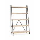 Étagère Live Edge de Gry Mattr, chêne blanc/noir-Échelle à 5 niveaux au fini grain de bois texturé (placage de chêne)