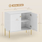 HOMCOM - Buffet moderne 31,5 po L avec portes rainurées - blanc-Pieds solides en acier et kit anti-basculement pour garantir stabilité et sécurité 