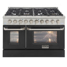 Kucht - 48 po Série KNG Cuisinière Pro Style au gaz propane - Acier inoxydable/Noir-Cuisinière de classe professionnelle dotée de deux brûleurs doubles de 20 000 BTU avec fonction mijotage, de deux brûleurs de 12 000 BTU, de deux brûleurs de 9 000 BTU et de deux brûleurs de 6 000 BTU