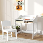 Qaba - Ensemble bureau et chaise pour enfants avec étagères de rangement - Blanc-Grand espace de rangement avec deux compartiments sous le bureau 