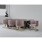Manhattan Comfort - Chaise de salle à manger moderne Aura 62 cm en velours rose et laiton poli-Structure en acier inoxydable avec finition laiton poli
