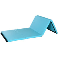 Soozier - Tapis De Gymnastique Pliant 4 pi L x 8 pi L x 2 po P - Tapis D’Exercice Avec Poignées De Transport - Bleu Clair-Tapis pour roue parfaite pour la gymnastique, les programmes d'exercices, le pilates, les étirements, le yoga, les arts martiaux, la gymnastique, les activités de garderie et plus encore  