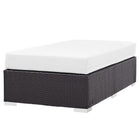 Modway - Convene Terrasse extérieure Tissu Ottoman rectangulaire in Espresso Blanc-Résistance à l’eau et aux UV