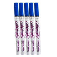 Marvy Uchida - Marqueur de calligraphie à peinture opaque - pointe fine - bleu - paquet de 5-Marqueur à peinture opaque doté d'une pointe de calligraphie fine pour créer des motifs détaillés