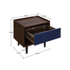Manhattan Comfort - Ensemble de 2 tables Duane style milieu du siècle : table d’appoint et table basse - brun foncé et bleu marine-Pieds en métal pour la mode et la durabilité