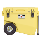 RovR - RollR 60 Glacière rigide à roulettes pintes avec poignée de remorquage - Côté ensoleillé-Les pneus gonflables tout-terrain RollR 9'' glissent sans effort sur le sable, la terre et l’herbe durs