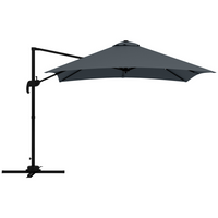 Outsunny - Parasol déporté avec inclinaison et rotation à 4 positions - 10 pi x 10 pi - gris foncé-Parasol carré pour jardin couvrant une grande surface pour une protection solaire complète