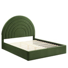 Modway - Solana Arqué Performance Velvet Lit de plateforme complet, Vert mousse-Sellerie en velours Performance résistante aux taches