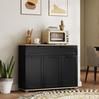 HOMCOM - Buffet moderne de 40 po avec tiroirs et portes de rangement - Noir-Plateau à effet bois et structure noire créent un style industriel moderne et chic 